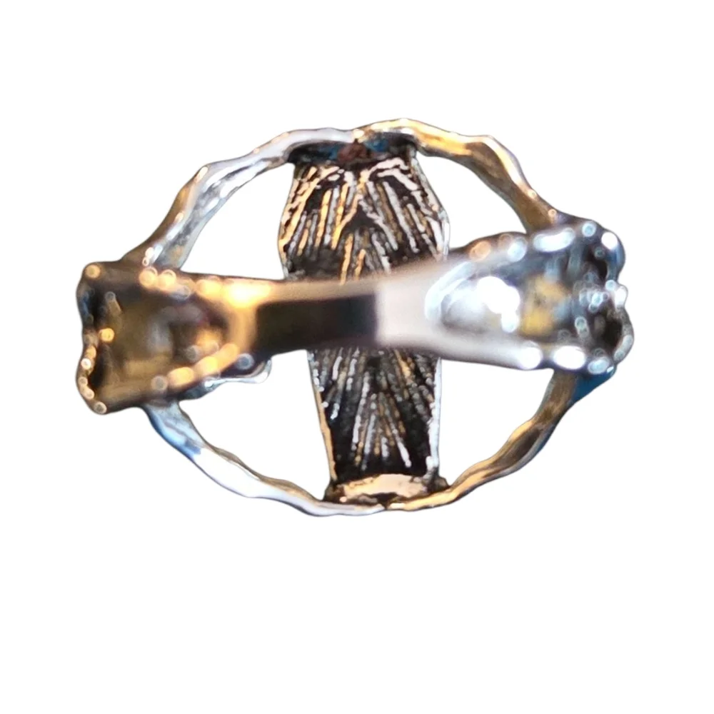 Skeleton Ring with Synthetic Red Zirconia and Alloy Band.